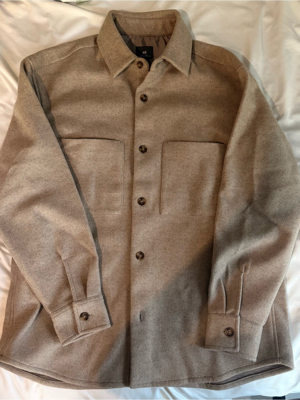 H&M Men's Tan Button-Up Shirt Jacket